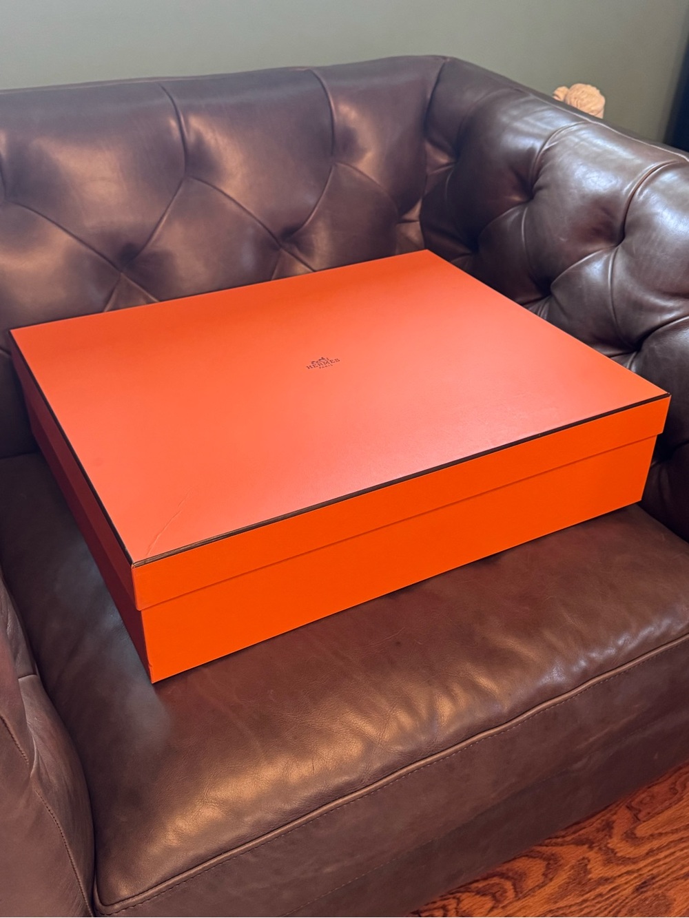 Authentic Hermes Large Orange Storage Box Handbag Shoes Boots! Nice!
